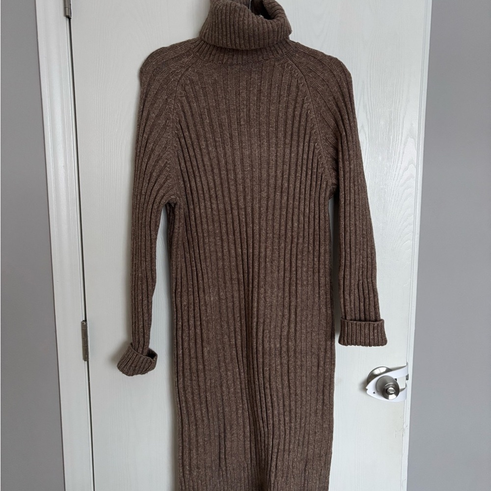 H&M Chocolate Brown Turtleneck Sweater Dress